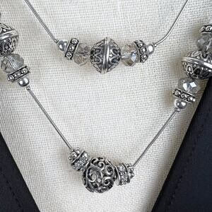 Bella • Jack Silvertone & Rhinestone Layered Necklace